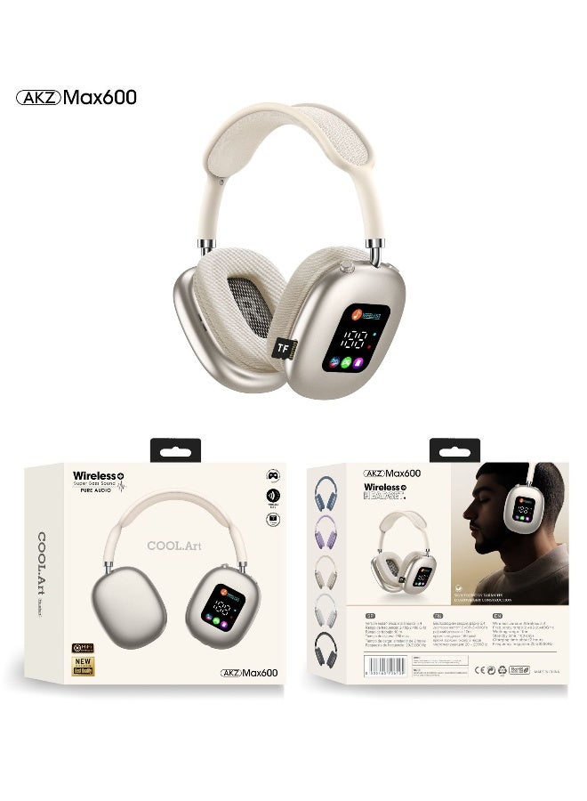 سماعة بلوتوث لاسلكية مع شاشة رقمية وميزة قراءة البطاقات MAX600 2025 الجديدة