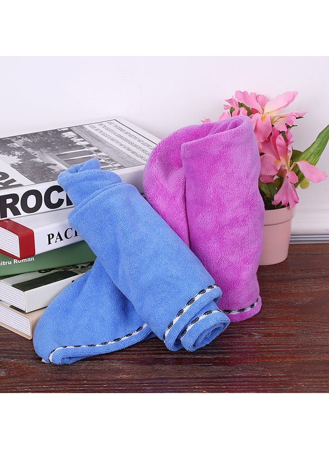 هتوفيلا طقم مناشف استحمام للرأس مكون من قطعتين أزرق/بنفسجي 70x25سم - Image 2