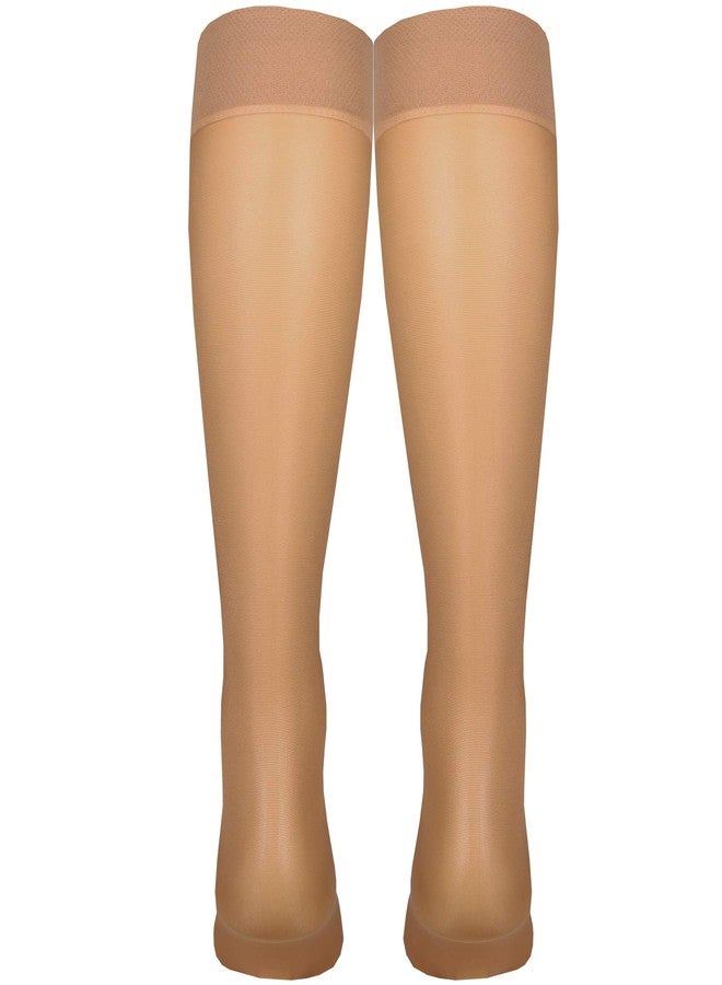 NuVein Sheer Compression Stockings for Women, 8-15 mmHg Support, Light Denier, Knee High, Closed Toe, Beige, Large - Image 4