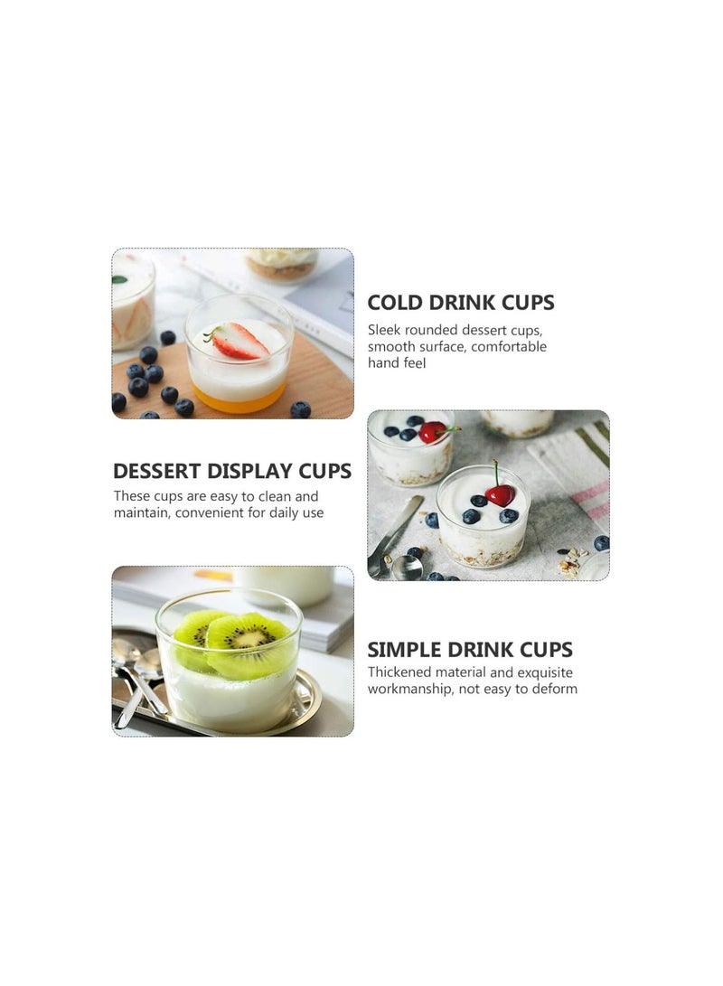 GGOOT 4Pcs Clear Glass Pudding Cups Dessert Cups Ice Cream Cups Mousse Bowl Small Serving Mugs Glasses Candle Holders Drinking Cups for Water Beverages Cocktails (200 ML) - Image 4