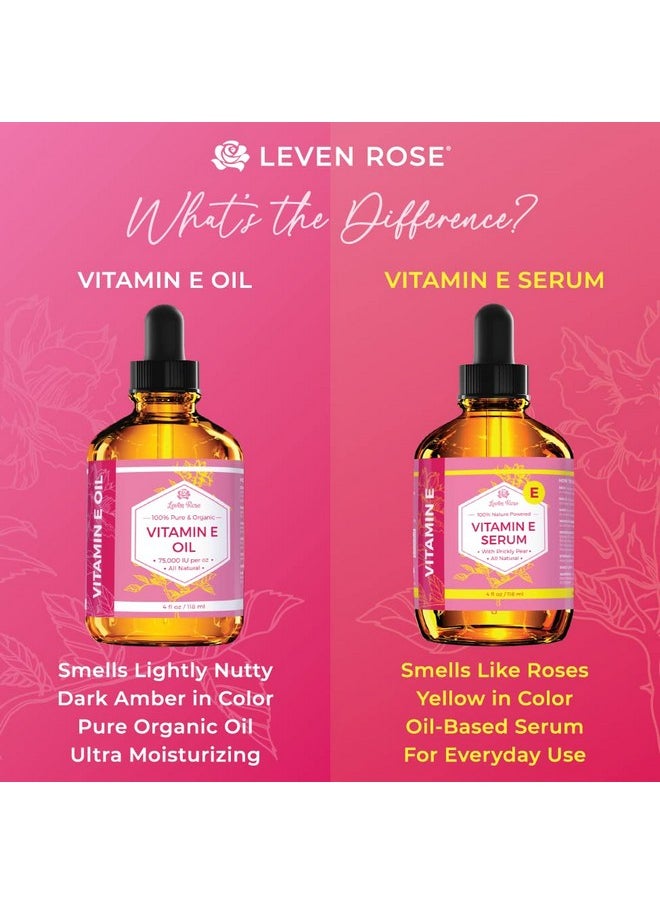 Leven Rose Leven Rose Vitamin E Oil Serum 100% Pure Organic All Natural Face, Dry Skin & Body Moisturizer Treatment, Hair & Nail Growth Oil, Pure Makeup Remover, Acne Cleansing Oil Large 4 oz  - Image 2