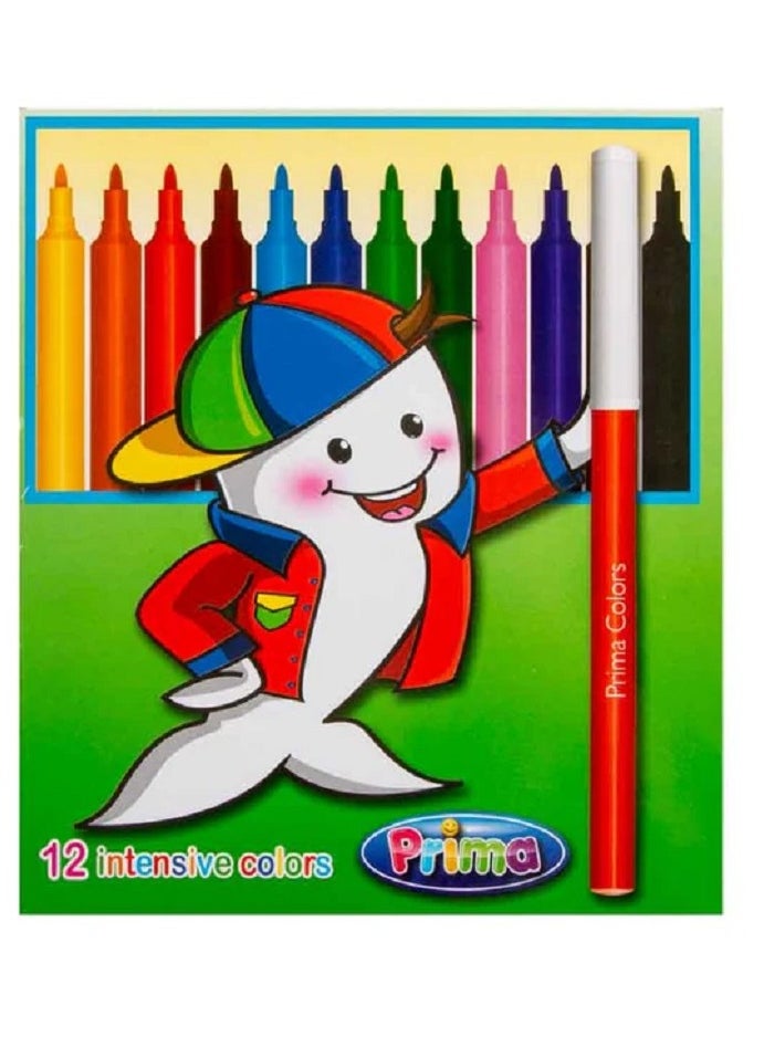 PRIMA Prima Fiber Tip Coloring Pens - 12 Pieces, 12 long colored  - Image 1