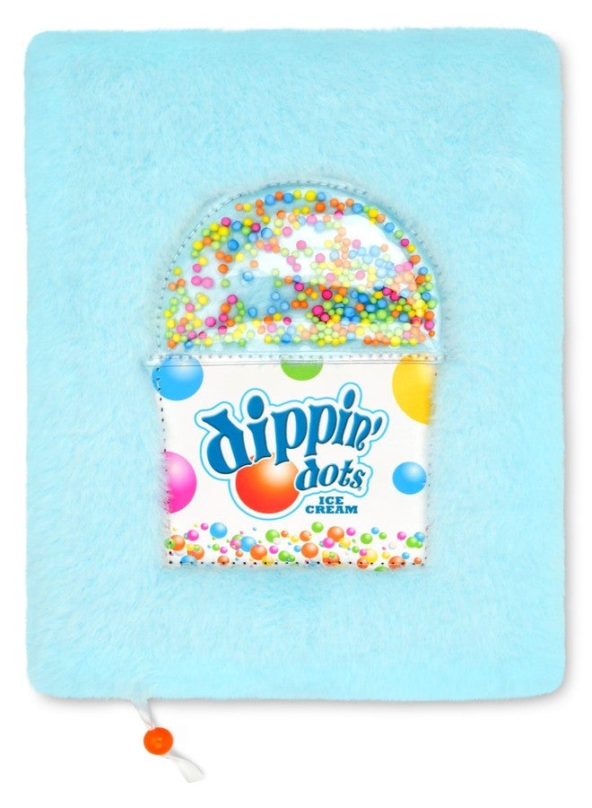 iscream Dippin' Dots Plush Fur Floating Dots Book-Bound Lined-Page 8.5" Journal - Rainbow Dots - Image 1