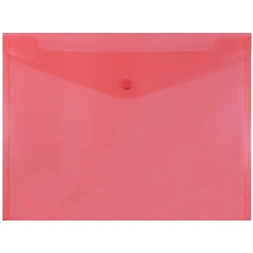 JAM PAPER Plastic Envelopes with Snap Closure - Letter Booklet - 9 3/4 x 13 - Red - 12/Pack - Image 1