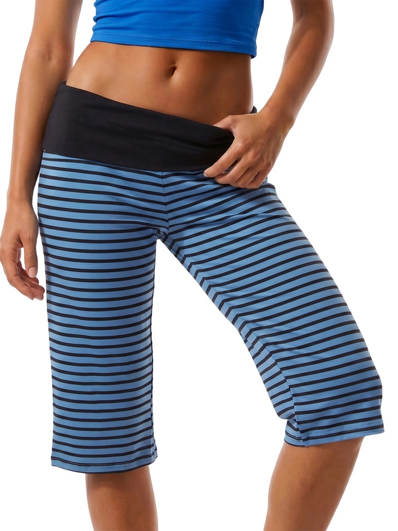 Women Fold Over Capris Low Rise Straight Cropped Pants Casual Long Shorts - Image 4
