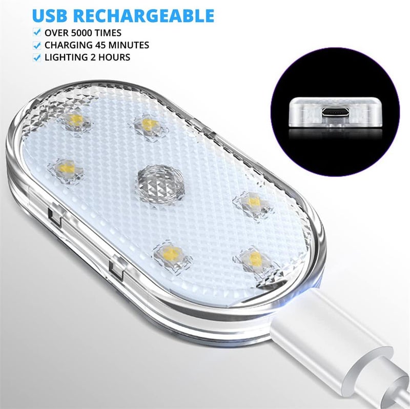 neotimely Wireless LED Lights for Car Interior - 7 Colors, 6 Bright LED Lamp Beads, Portable USB Rechargeable Night Light for Car Decor (2 Pcs) - Image 3