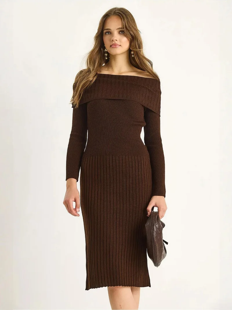 Bianco Lucci LUCCI Ribbed Midi Dress