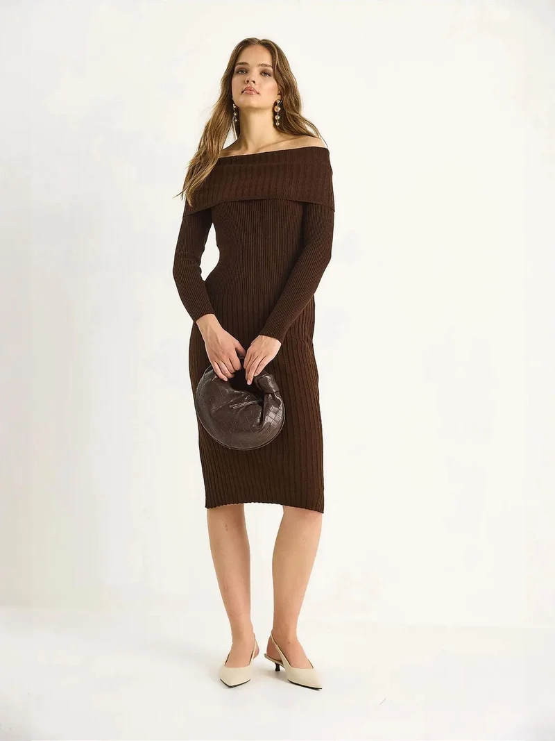 Bianco Lucci LUCCI Ribbed Midi Dress