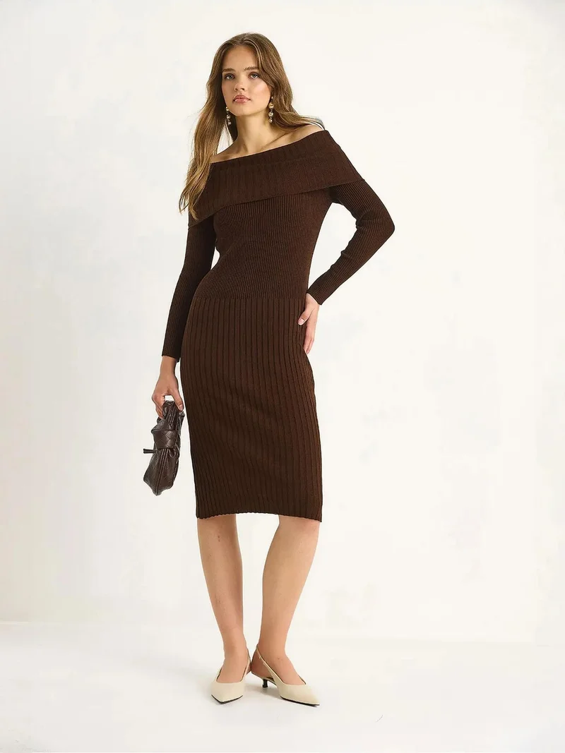 Bianco Lucci LUCCI Ribbed Midi Dress