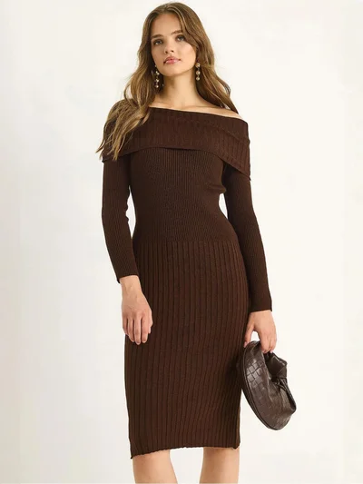 Bianco Lucci LUCCI Ribbed Midi Dress