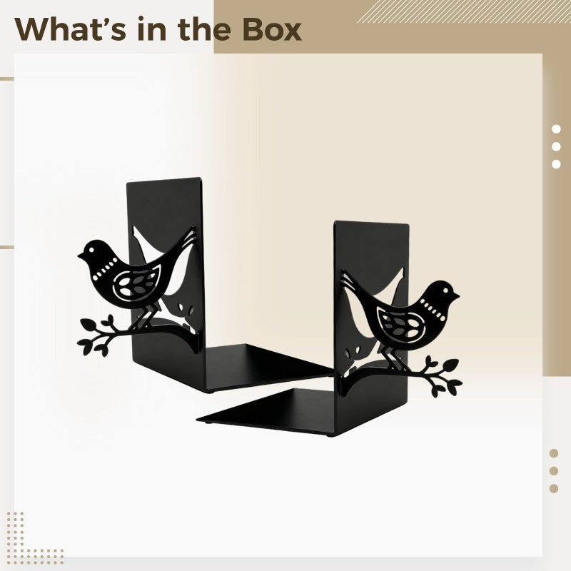 Black Metal Bird Bookends 7 Inch 17 8 Cm Study Decor - Image 3