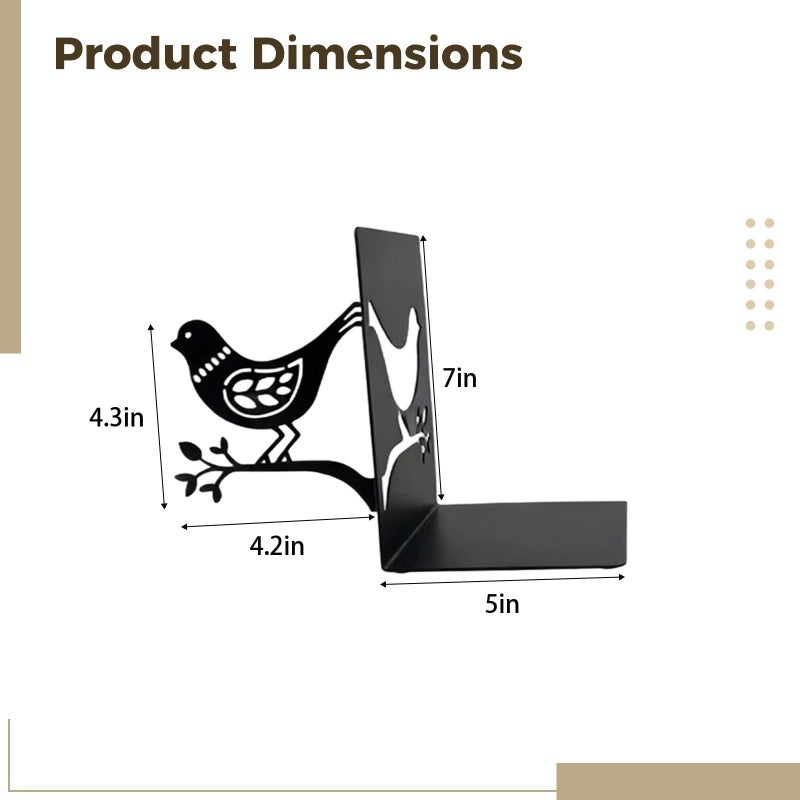 Black Metal Bird Bookends 7 Inch 17 8 Cm Study Decor - Image 4