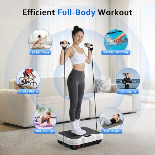Trekora Vibration Plate Exercise Machine, Vibrating Fitness Platform for Lymphatic Drainage, Full Body Shaker Workout Equipment, Vibrate Fitness Platform for Home Women Men Exercise Gym (White) - Image 2