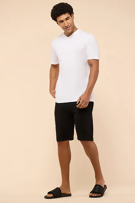 أر أند بي Solid Lounge Shorts with Drawstring Waist
