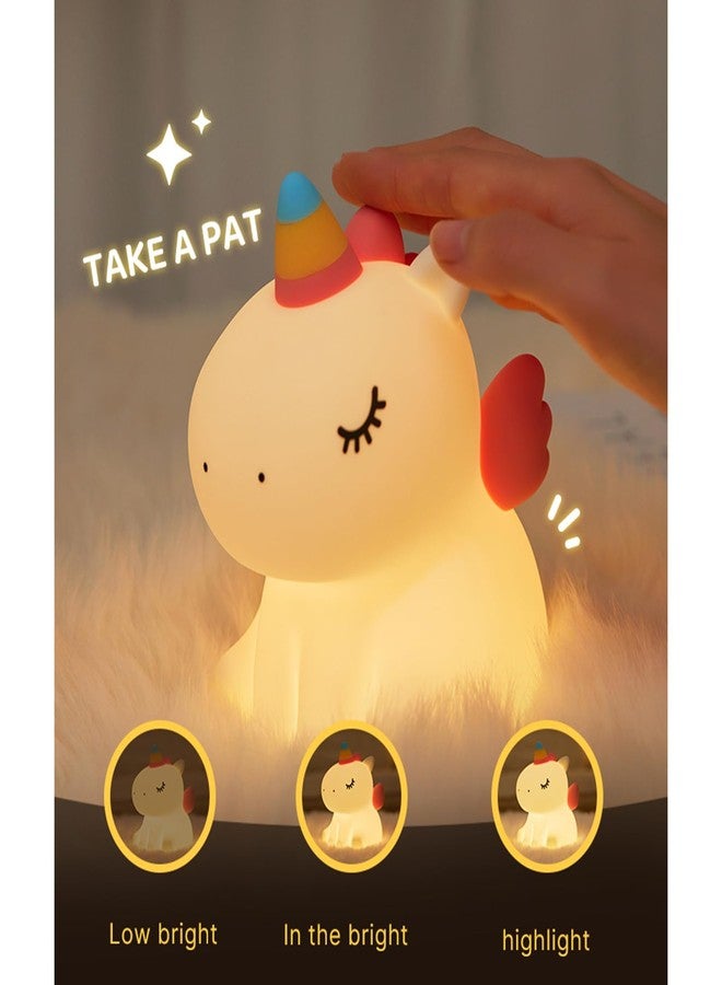 AGEK Unicorn Night Light for Kids, Cute Silicone Baby Nursery Night Light Dimmable LED Unicorns Lamp Rechargeable Bedside Lamp Nightlight Unicorn Toys for Girls Toddler Women Gifts Bedroom Kids Room Decor - Image 4