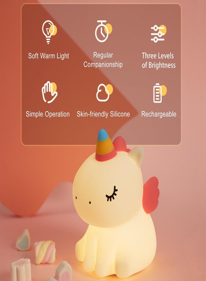 AGEK Unicorn Night Light for Kids, Cute Silicone Baby Nursery Night Light Dimmable LED Unicorns Lamp Rechargeable Bedside Lamp Nightlight Unicorn Toys for Girls Toddler Women Gifts Bedroom Kids Room Decor - Image 2