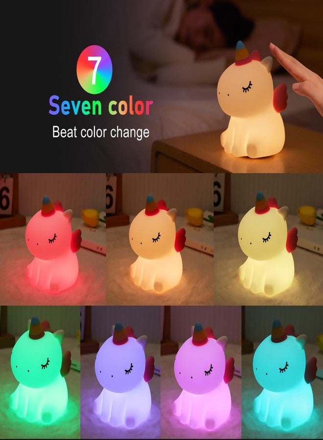 AGEK Unicorn Night Light for Kids, Cute Silicone Baby Nursery Night Light Dimmable LED Unicorns Lamp Rechargeable Bedside Lamp Nightlight Unicorn Toys for Girls Toddler Women Gifts Bedroom Kids Room Decor - Image 3