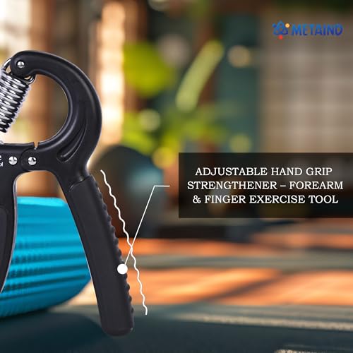 Metaind Adjustable Hand Gripper (5–60kg) | Grip Strength Trainer for Forearm, Wrist & Hand Exercise | Ideal for Gym, Home Workout, Fitness & Rehabilitation | Model META_HG60_Black - Image 3