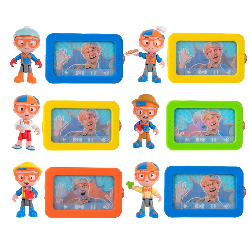 Blippi ستائر بلippi TV (متنوعة)، تشمل 6 شخصيات عشوائية بطول 3 إنش وبطاقات صور ثلاثية الأبعاد مع رمز QR - Image 1