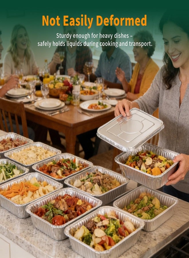 Gladify Aluminum Foil Pans with Lid 9x13 Disposable Baking Pans 25 Pack Heavy Duty Half Size Tin Foil Trays for Steam Table, Roasting, Cooking, Heating, Freezing Food - Image 4