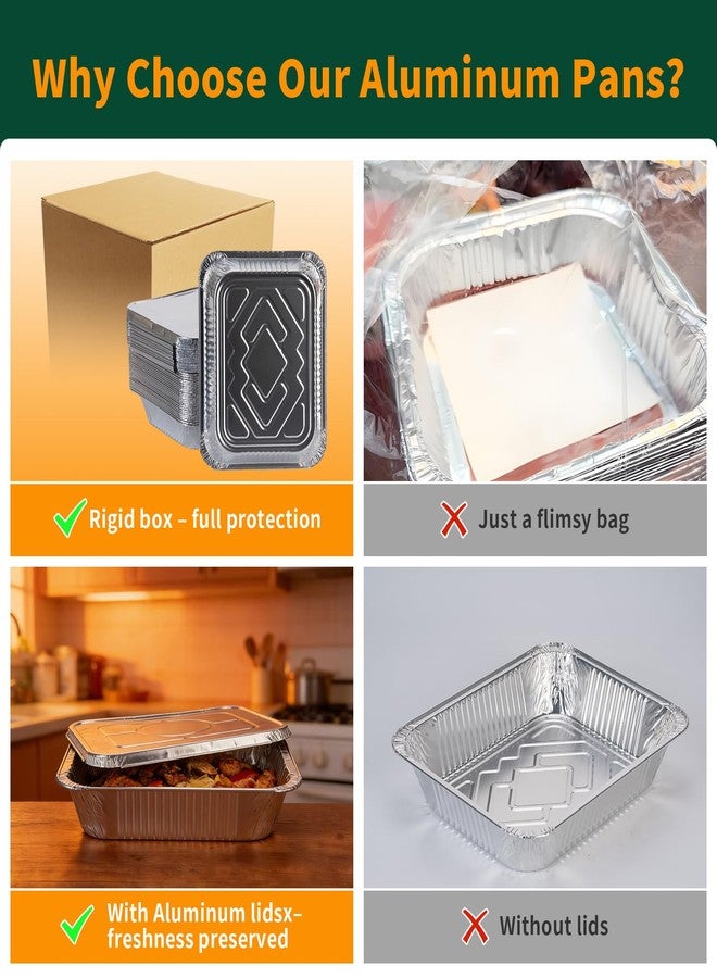 Gladify Aluminum Foil Pans with Lid 9x13 Disposable Baking Pans 25 Pack Heavy Duty Half Size Tin Foil Trays for Steam Table, Roasting, Cooking, Heating, Freezing Food - Image 3