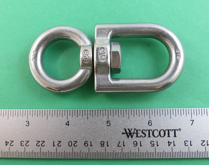 US Stainless Stainless Steel 316 Anchor Swivel Eye and Loop 10mm or 3/8" Marine Grade - Image 2