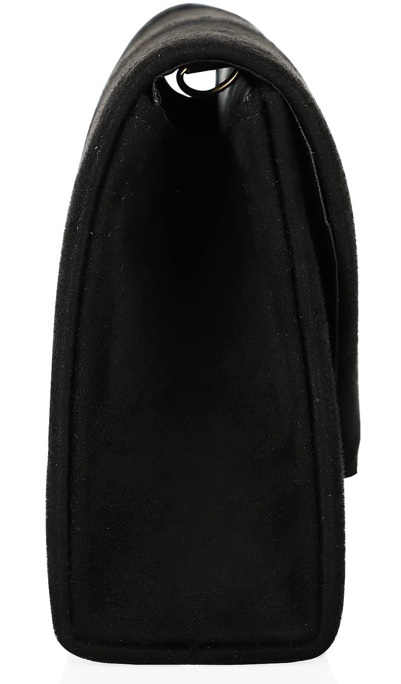 DEXMAY DM Dexmay Women Faux Suede Envelope Clutch Purse Evening Velvet Handbag Foldover Shoulder Crossbody Bag Black - Image 5