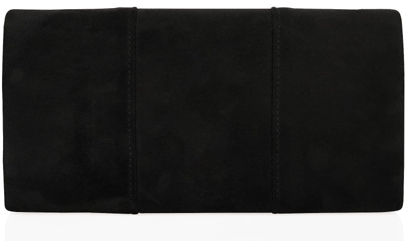 DEXMAY DM Dexmay Women Faux Suede Envelope Clutch Purse Evening Velvet Handbag Foldover Shoulder Crossbody Bag Black - Image 3