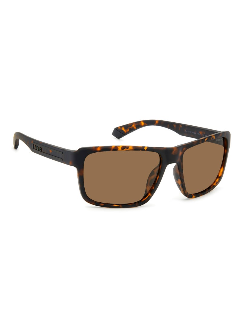 Polaroid Men's Polarized Rectangular Shape  Sunglasses PLD 2158/S GOLD 42 - Lens Size: 42.4 Mm - Mt Bw Hvn  - Image 2