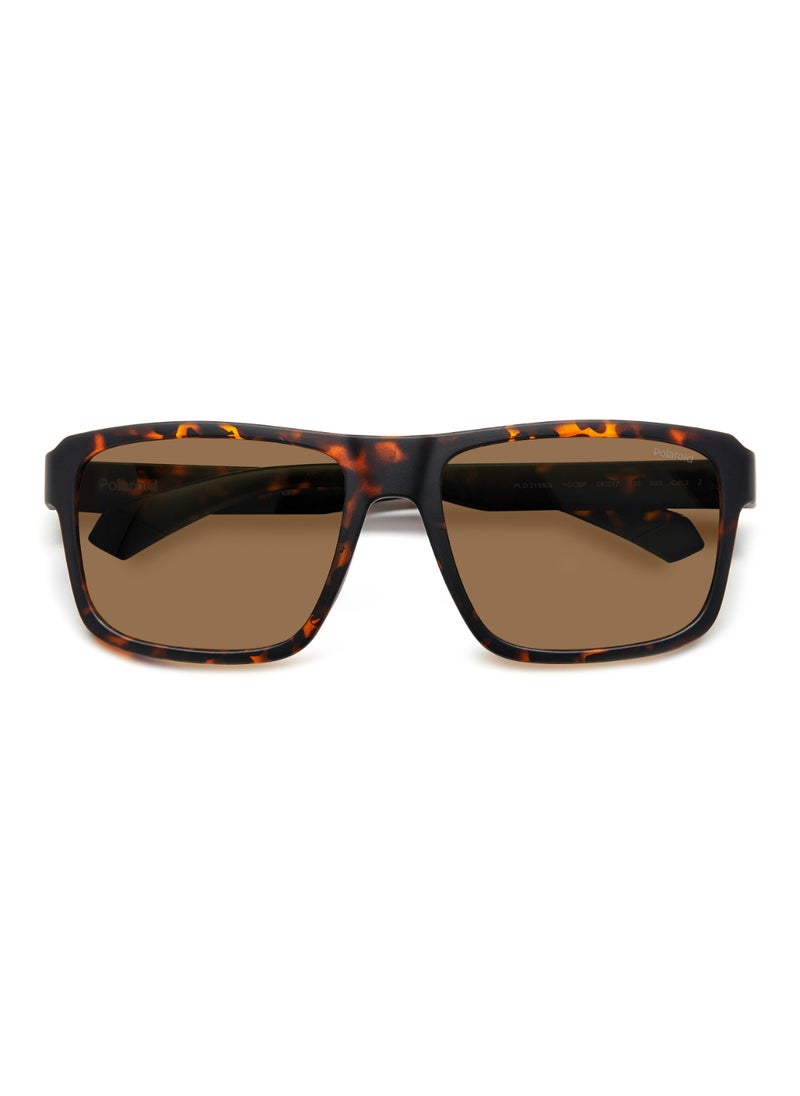Polaroid Men's Polarized Rectangular Shape  Sunglasses PLD 2158/S GOLD 42 - Lens Size: 42.4 Mm - Mt Bw Hvn  - Image 4