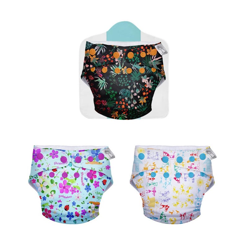 Superbottoms Combo Pack of 3 Freesize UNO with Easy Snap - Reusable waterproof Adjustable cloth diaper for babies from 5-17kgs (Only Shell) - Image 1