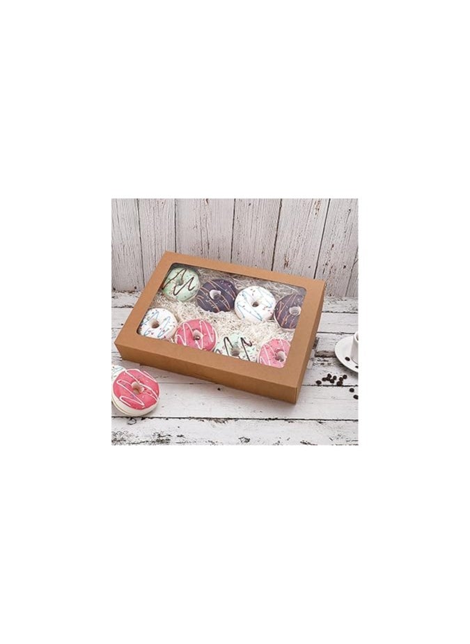 General - 15-Pack Cookie Boxes, 14" x 10" x 2.5" Bakery Boxes with Window, Auto-Popup Treat Boxes, Donut Boxes for Cookies, Muffins and Pastries - Image 1