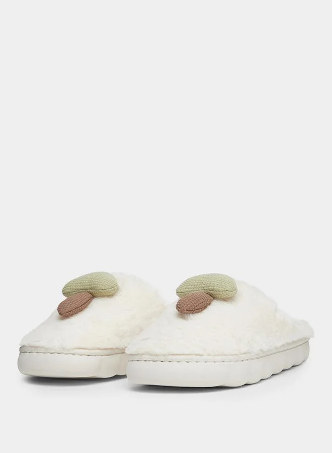 Take Two Solid Plush Mushroom Accent Bedroom Slippers