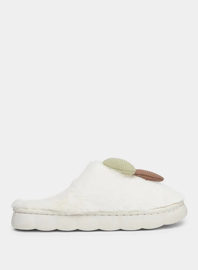 Take Two Solid Plush Mushroom Accent Bedroom Slippers