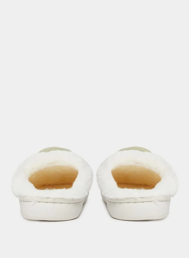 Take Two Solid Plush Mushroom Accent Bedroom Slippers