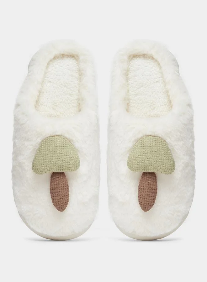 Take Two Solid Plush Mushroom Accent Bedroom Slippers