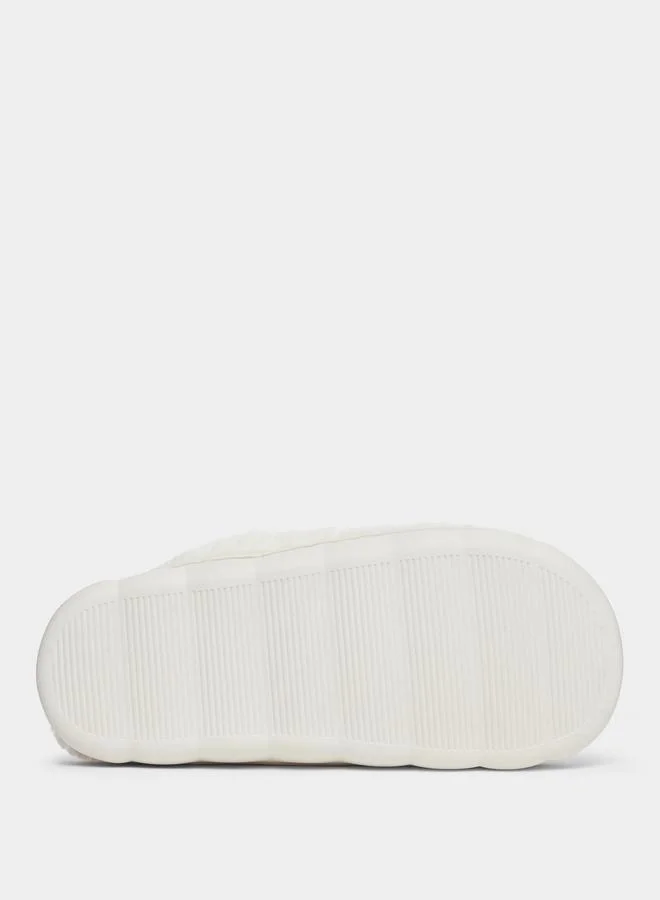 Take Two Solid Plush Mushroom Accent Bedroom Slippers