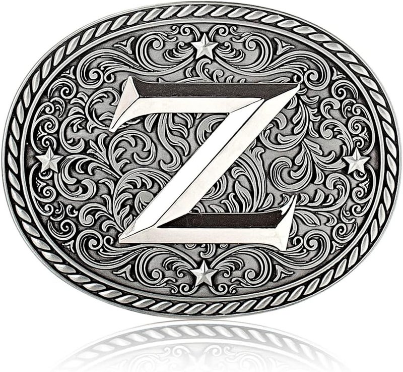 Itera Western Cowboy/Cowgirl Initial Belt Buckle-Silver- Large Letter Buckles for Men and Women - Custom Girls/Boys - Image 1