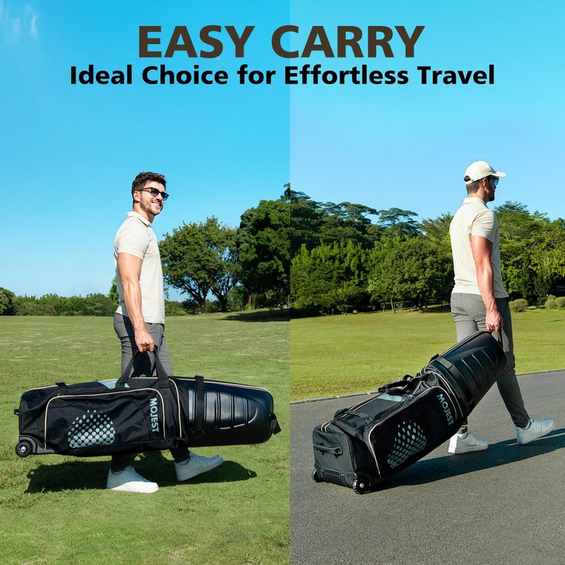 Mojest Golf Travel Bags for Airlines with Wheels, Hard Case Top and 1680D Heavy Duty Oxford Protect Golf Clubs, Lightweight and Easy to Maneuver, Black and Khaki - Image 5
