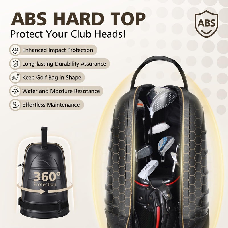 Mojest Golf Travel Bags for Airlines with Wheels, Hard Case Top and 1680D Heavy Duty Oxford Protect Golf Clubs, Lightweight and Easy to Maneuver, Black and Khaki - Image 2