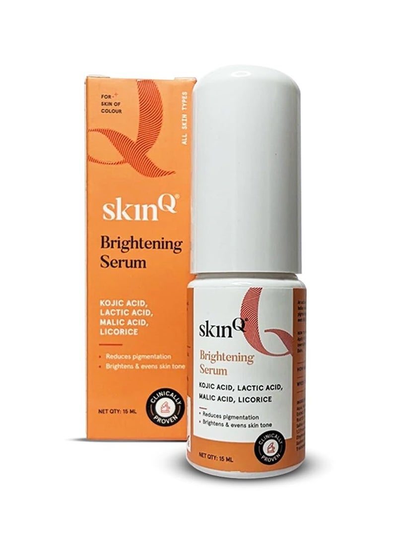 SkinQ Face Brightening Serum with Licorice and Lactic Acid AHA Based Serum for Tan Pigmentation and Dark Spots Exfoliates Brightens and Repairs Sun Damaged Skin for Women and Men 15ml - Image 1