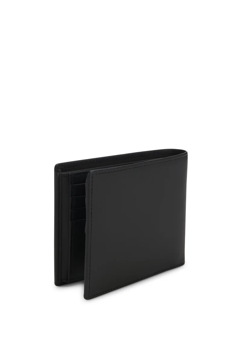 HUGO Black Leather trifold wallet with red logo for Men | Best Price UAE
