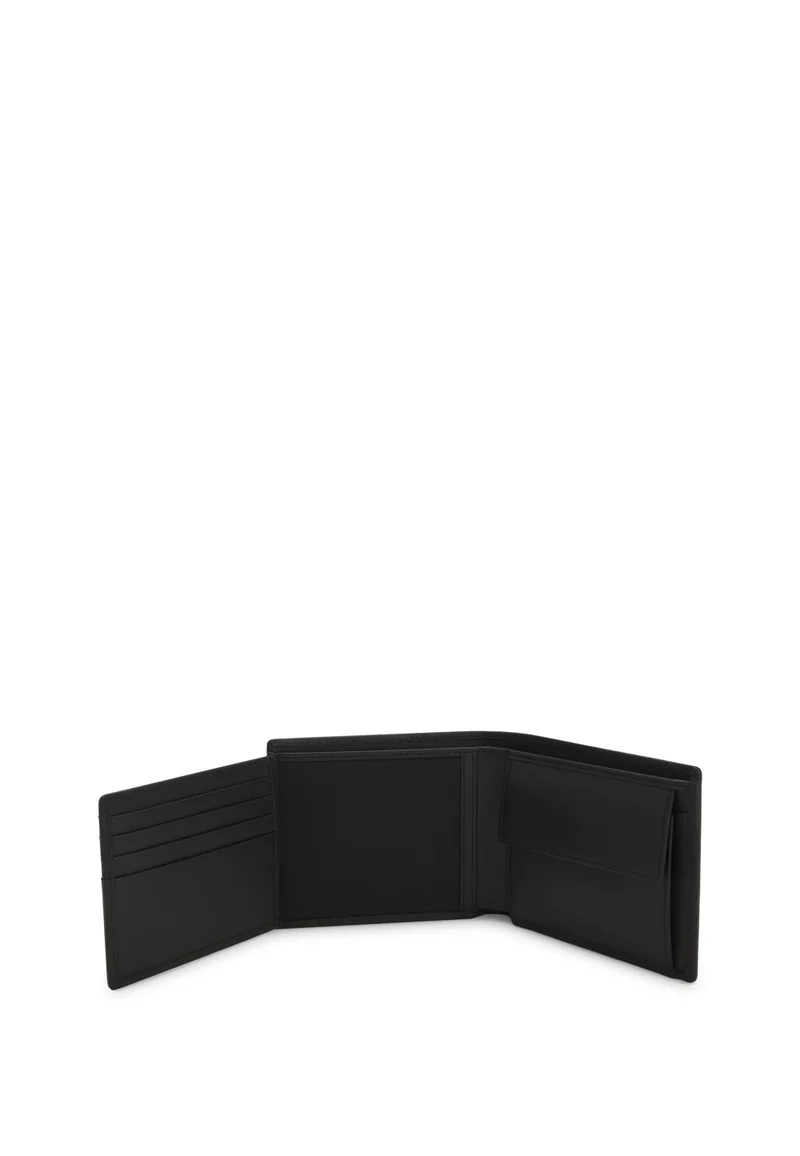 HUGO Black Leather trifold wallet with red logo for Men | Best Price UAE