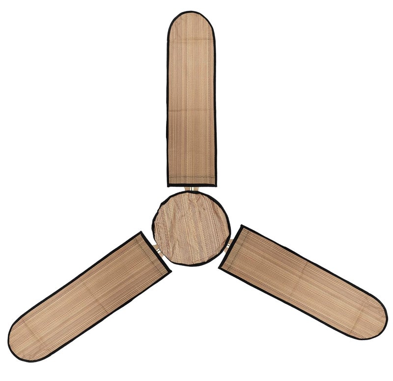 Kuber Industries PVC Wooden Design Dust Proof Three Blade Ceiling Fan Cover (Light Brown) 54KM4011 - Image 3