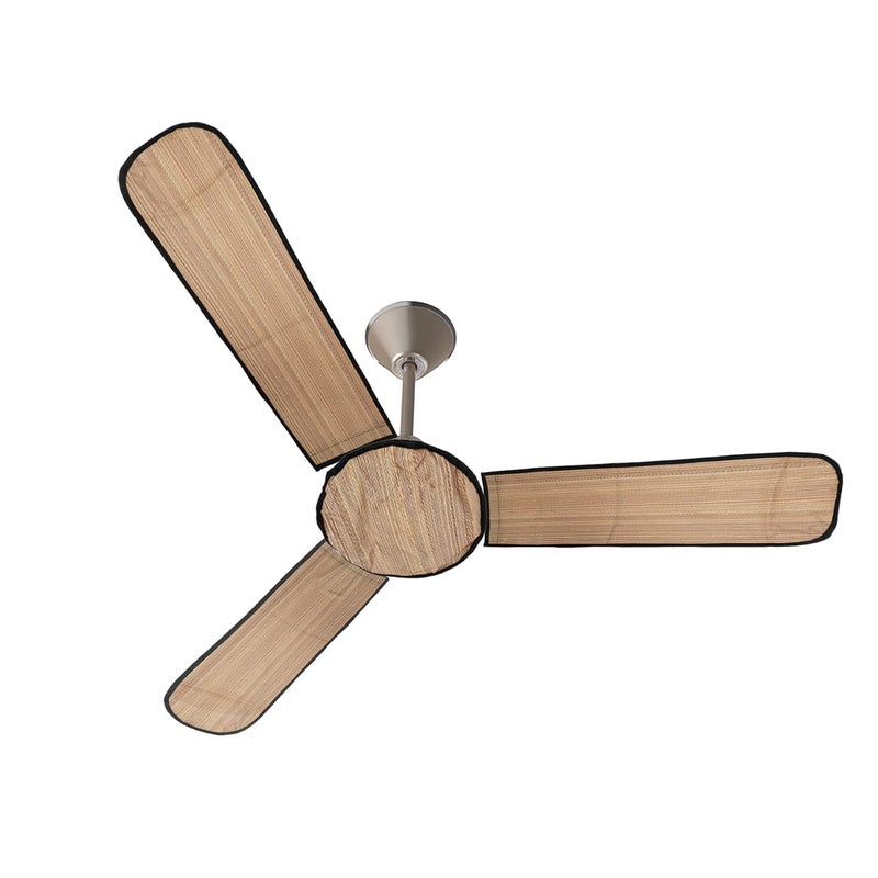 Kuber Industries PVC Wooden Design Dust Proof Three Blade Ceiling Fan Cover (Light Brown) 54KM4011 - Image 1