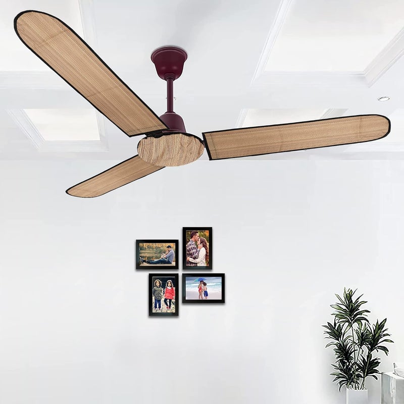 Kuber Industries PVC Wooden Design Dust Proof Three Blade Ceiling Fan Cover (Light Brown) 54KM4011 - Image 2