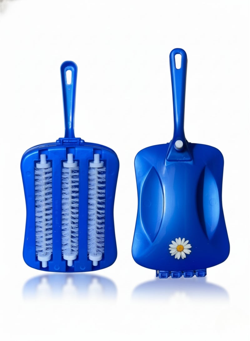 Carpet Cleaner Handheld Triple Rolling Brush Carpet Crumb Collector Table Sweeper for Rugs Sofa Bed - Image 1