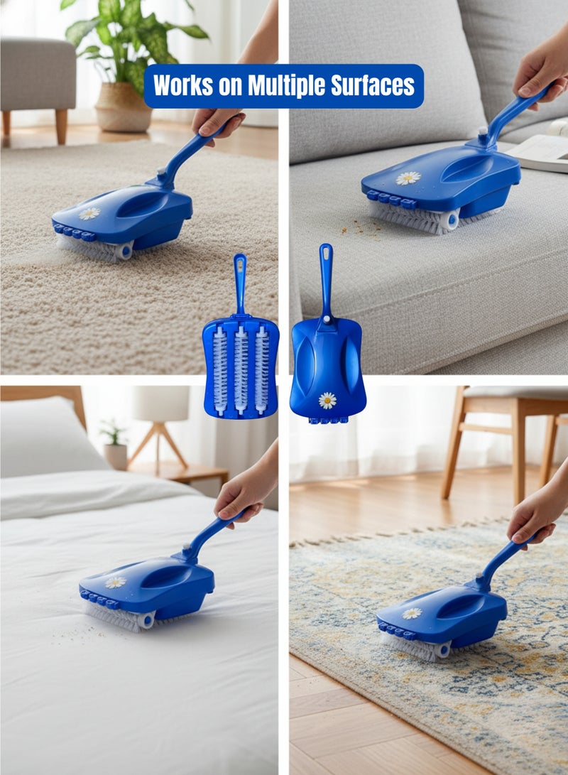 Carpet Cleaner Handheld Triple Rolling Brush Carpet Crumb Collector Table Sweeper for Rugs Sofa Bed - Image 2