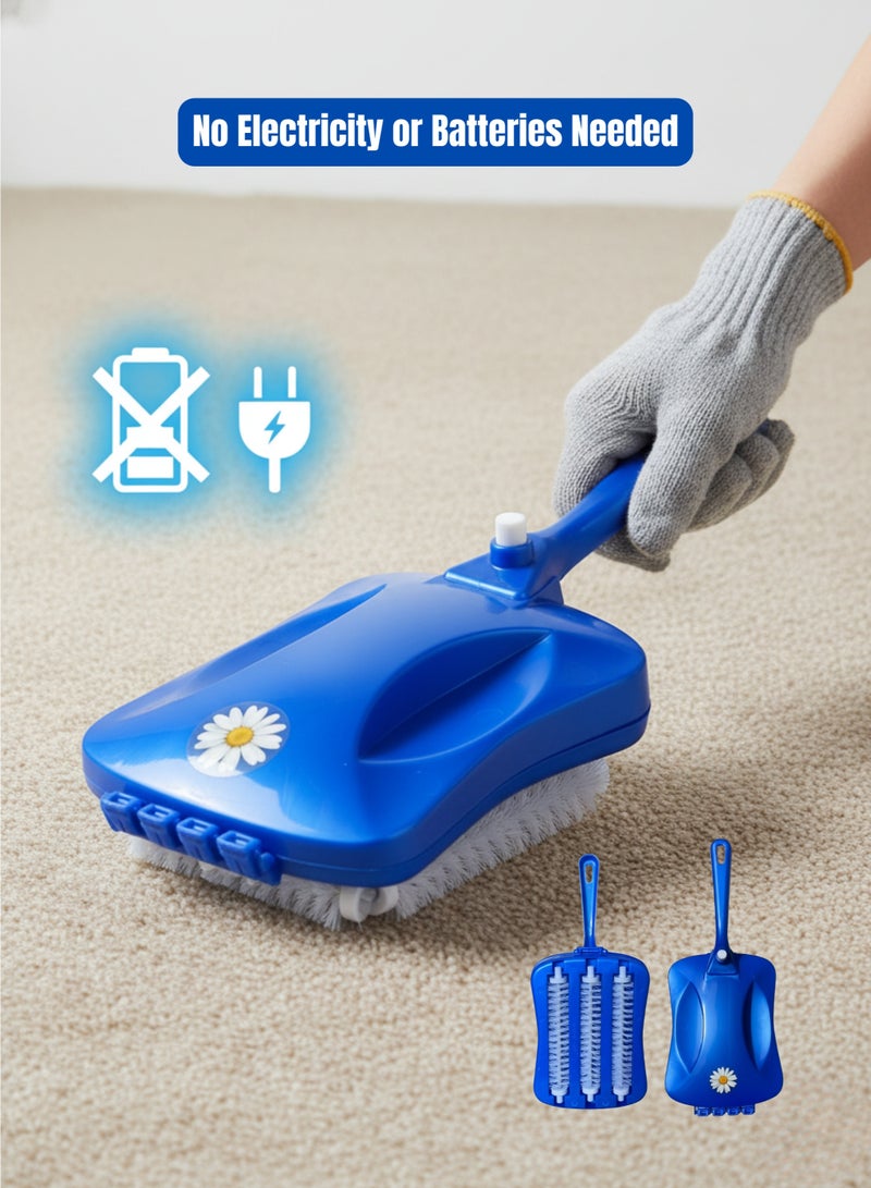 Carpet Cleaner Handheld Triple Rolling Brush Carpet Crumb Collector Table Sweeper for Rugs Sofa Bed - Image 5