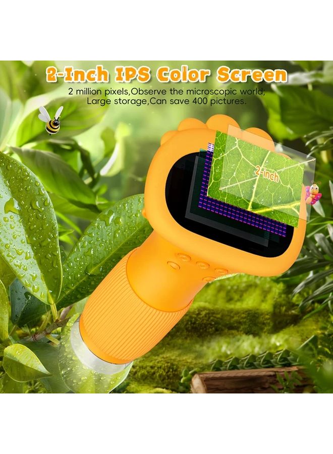 White Kids Digital Microscope Camera Portable USB Rechargeable 1000X Zoom HD Screen Educational Toy - Image 3
